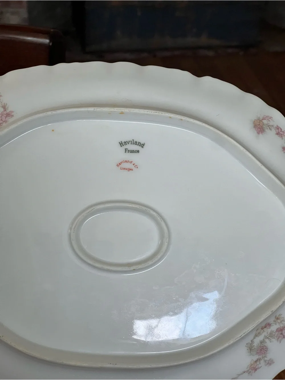 Haviland Limoges Porcelain Schleiger ?525 Pink Gold Floral 13.5” Platter